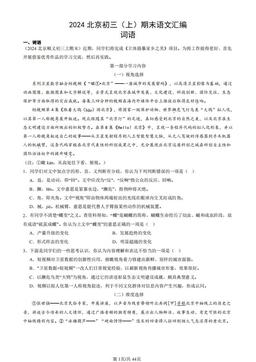 2024北京初三（上）期末语文汇编：词语-答案