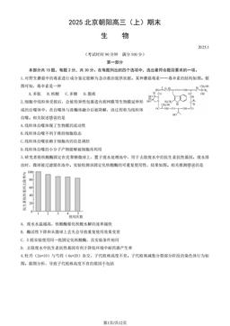 2025北京朝阳高三（上）期末生物（教师版）-答案