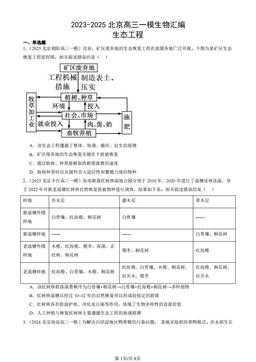2023-2025北京高三一模生物汇编：生态工程-答案