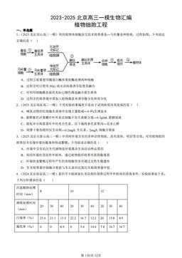 2023-2025北京高三一模生物汇编：植物细胞工程-答案