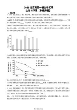 2025北京高三一模生物汇编：生物与环境（非选择题）-答案