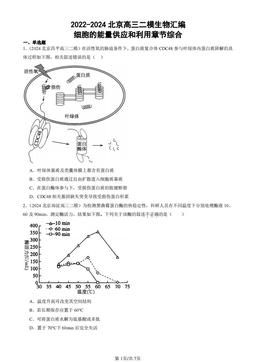 2022-2024北京高三二模生物汇编：细胞的能量供应和利用章节综合-答案