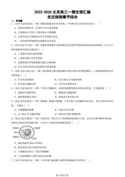 2022-2024北京高三一模生物汇编：走近细胞章节综合-答案
