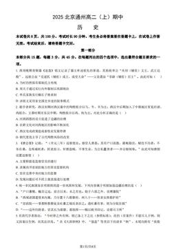 2025北京通州高二（上）期中历史（教师版）-答案