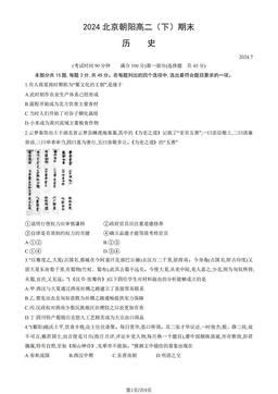 2024北京朝阳高二（下）期末历史（教师版）-答案