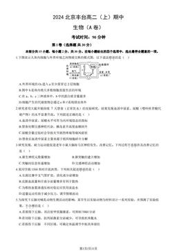 2024北京丰台高二（上）期中生物（A卷）（教师版）-答案
