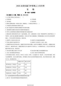2025北京东直门中学高二3月月考生物（教师版）-答案