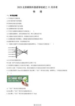 2023北京朝阳外国语学校初二11月月考物理 (教师版)-答案