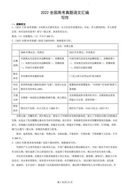 2022全国高考真题语文汇编：写作-答案