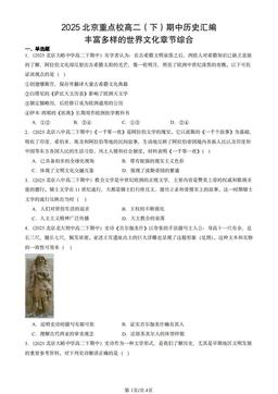 2025北京重点校高二（下）期中历史汇编：丰富多样的世界文化章节综合-答案