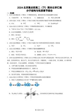2024北京重点校高二（下）期末化学汇编：分子结构与性质章节综合-答案