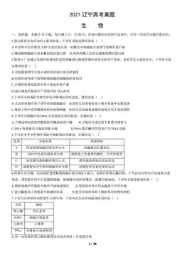 2021辽宁高考真题生物（教师版）-答案