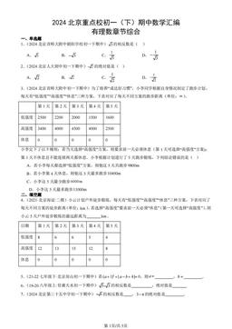 2024北京重点校初一（下）期中数学汇编：有理数章节综合-答案