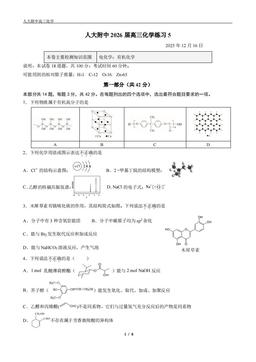 2025北京人大附中高三（上）统练五化学（教师版）-答案