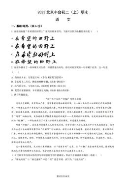 2023北京丰台初二（上）期末语文（教师版）-答案