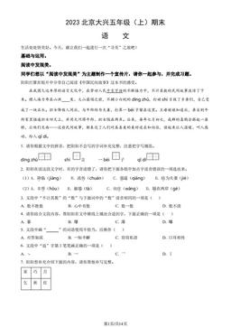 2023北京大兴五年级（上）期末语文（教师版）-答案