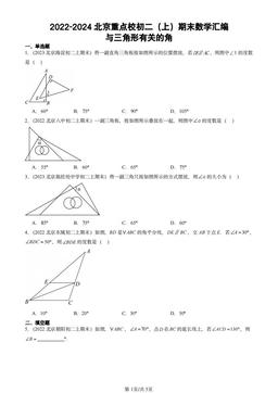 2022-2024北京重点校初二（上）期末数学汇编：与三角形有关的角-答案