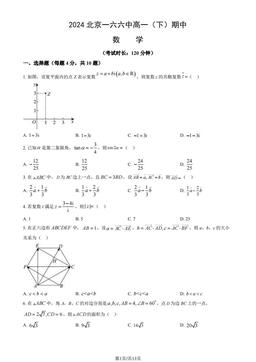 2024北京一六六中高一（下）期中数学（教师版）-答案