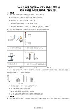 2024北京重点校高一（下）期中化学汇编：元素周期律和元素周期表（鲁科版）