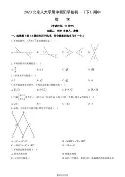 2023北京人大学属中朝阳学校初一（下）期中数学（教师版）-答案