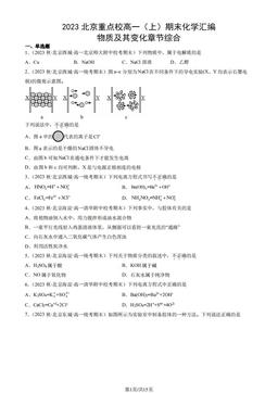 2023北京重点校高一（上）期末化学汇编：物质及其变化章节综合-答案