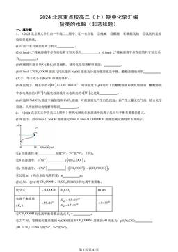 2024北京重点校高二（上）期中化学汇编：盐类的水解（非选择题）-答案