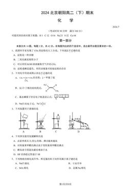 2024北京朝阳高二（下）期末化学（教师版）-答案