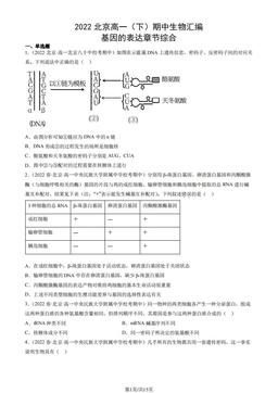 2022北京高一（下）期中生物汇编：基因的表达章节综合-答案