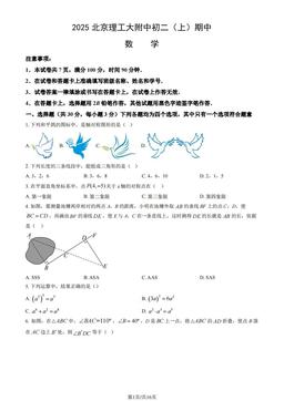2025北京理工大附中初二（上）期中数学（教师版）-答案
