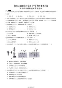 2025北京重点校初二（下）期中生物汇编：生物的生殖和发育章节综合-答案