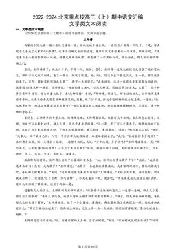 2022-2024北京重点校高三（上）期中语文汇编：文学类文本阅读-答案