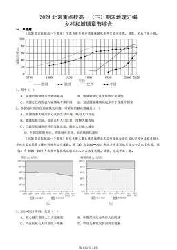 2024北京重点校高一（下）期末地理汇编：乡村和城镇章节综合-答案