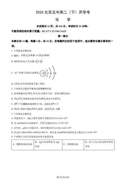 2024北京五中高二（下）开学考化学（教师版）-答案