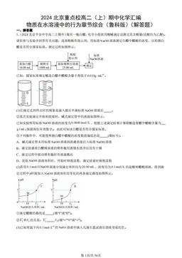 2024北京重点校高二（上）期中化学汇编：物质在水溶液中的行为章节综合（鲁科版）（解答题）-答案