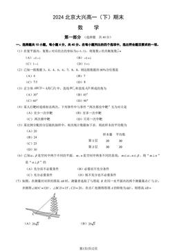 2024北京大兴高一（下）期末数学（教师版）-答案