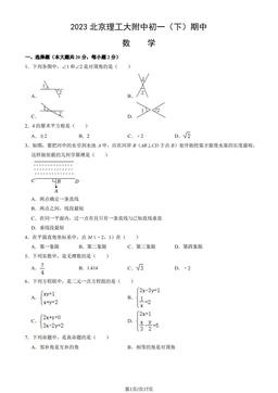 2023北京理工大附中初一（下）期中数学（教师版）-答案
