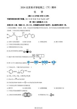 2024北京育才学校高二（下）期中化学（教师版）-答案