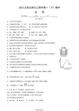 2023北京北师大二附中高一（下）期中化学（教师版）-答案