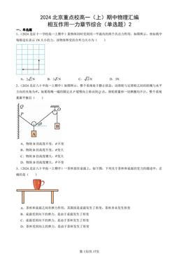 2024北京重点校高一（上）期中物理汇编：相互作用—力章节综合（单选题）2-答案