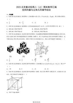 2023北京重点校高二（上）期末数学汇编：空间向量与立体几何章节综合-答案
