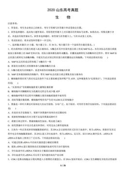 2020山东高考真题生物（教师版）-答案