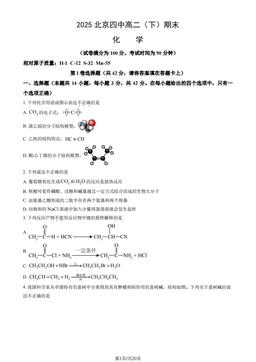 2025北京四中高二（下）期末化学（教师版）-答案