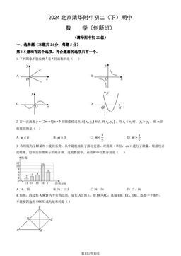 2024北京清华附中初二（下）期中数学（创新班）（教师版）-答案