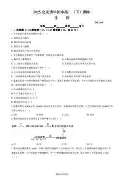 2025北京清华附中高一（下）期中生物（教师版）-答案