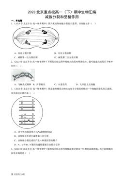 2023北京重点校高一（下）期中生物汇编：减数分裂和受精作用-答案