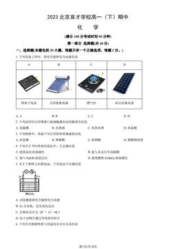 2023北京育才学校高一（下）期中化学（教师版）-答案