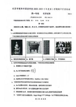 2023北京朝阳外国语学校高一（下）期中化学-答案