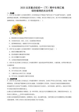 2023北京重点校初一（下）期中生物汇编：绿色植物的光合作用-答案