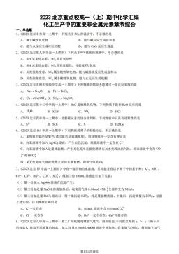 2023北京重点校高一（上）期中化学汇编：化工生产中的重要非金属元素章节综合-答案