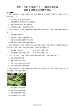 2023—2025北京初二（上）期末生物汇编：保护生物的多样性章节综合-答案